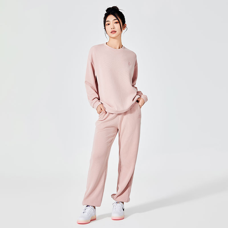 핑크 캐주얼 라운드 넥 여성 스웨트 셔츠